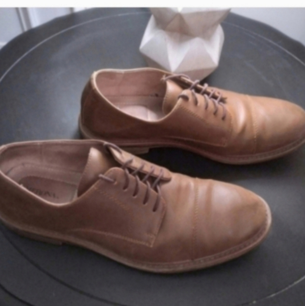Merona Men's Tan Oxford Lace Up Dress Shoes 9.5 Career Office Dressy GUC